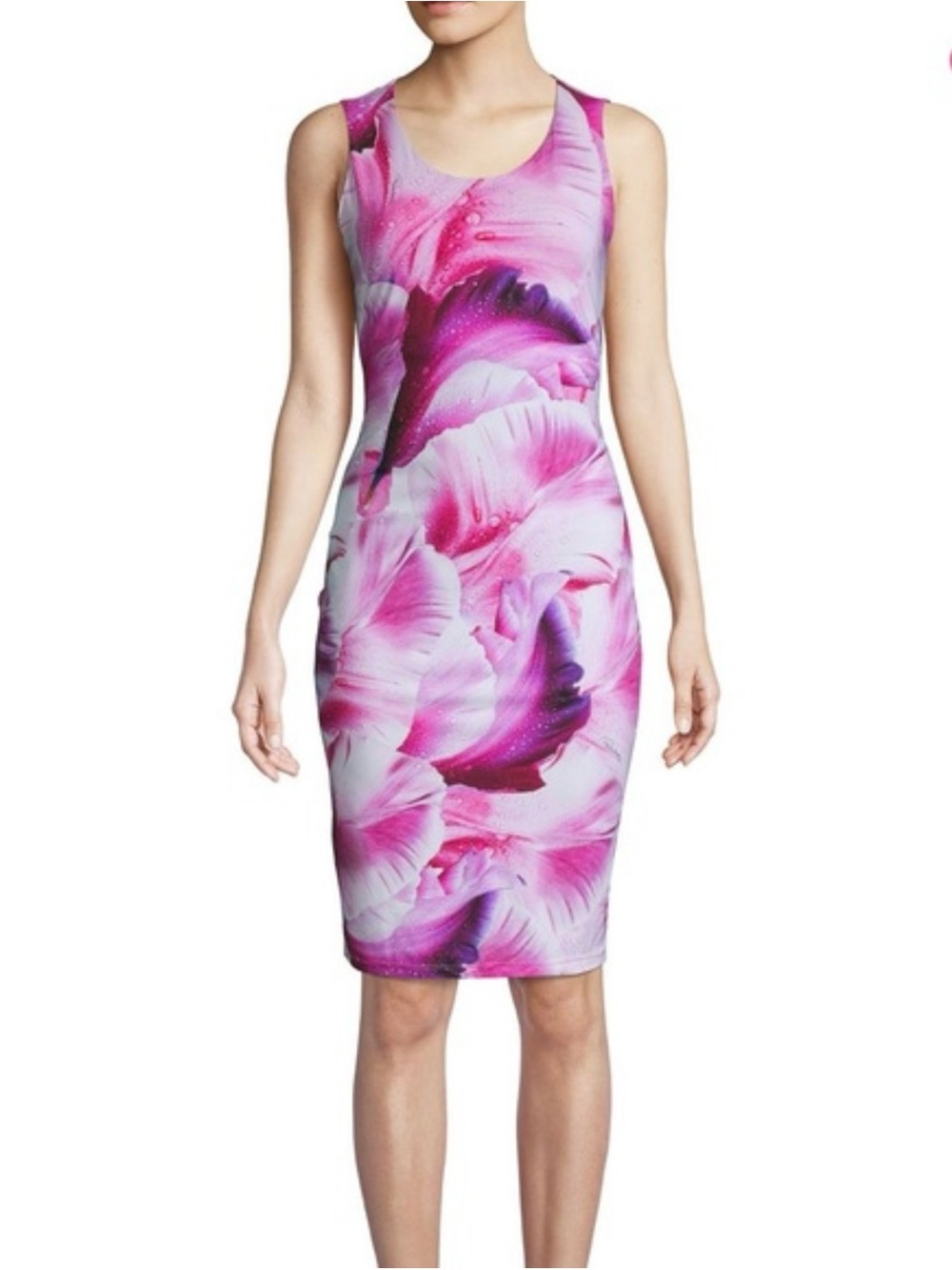 Roberto Cavalli Pink Floral Midi Sheath Dress